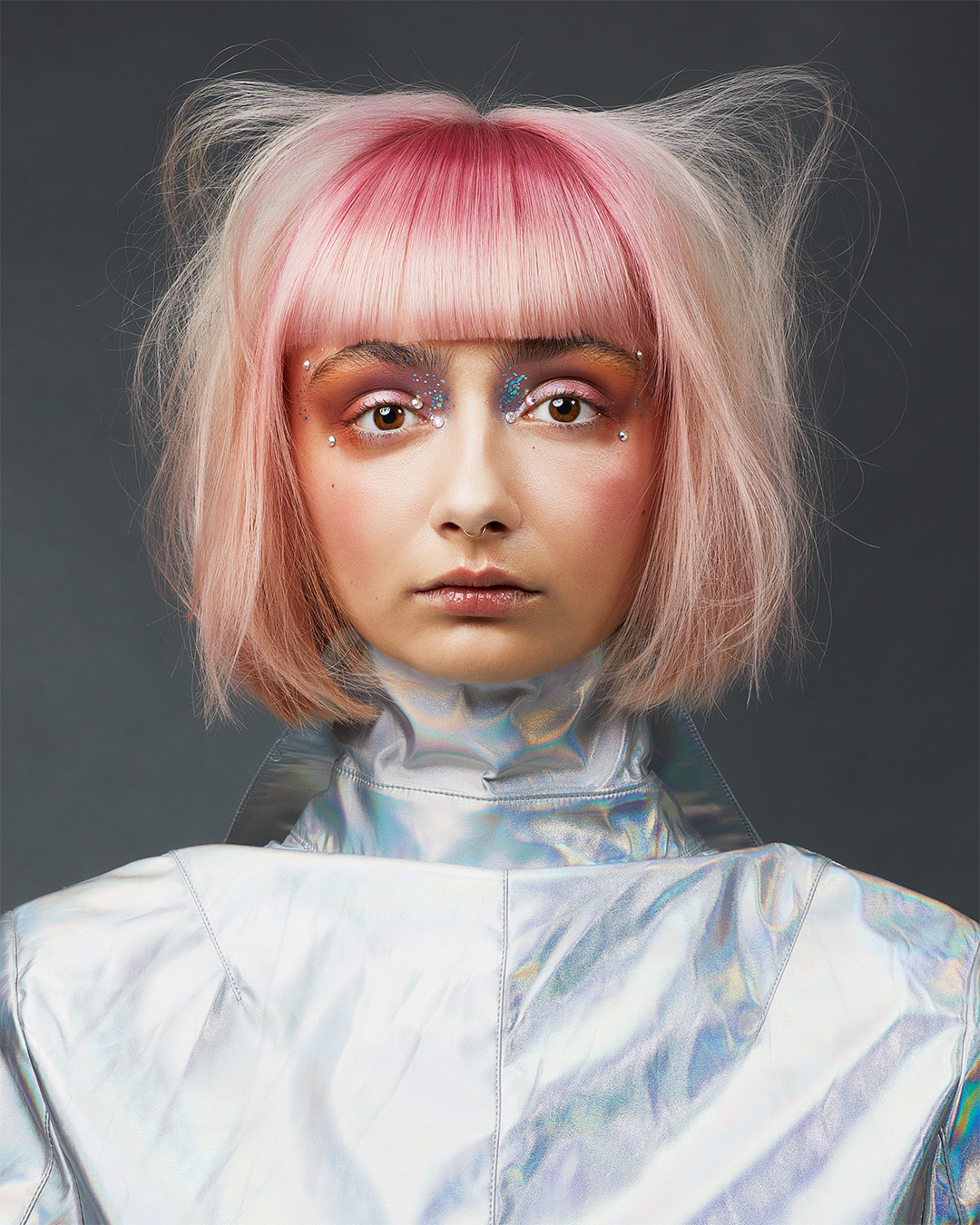 Pastel Peach Bob with Pink Fringe - Lloyd Court - Raw Collection